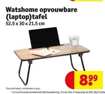 Kruidvat Watshome opvouwbare (laptop)tafel 52.5 x 30x 21.5 cm aanbieding
