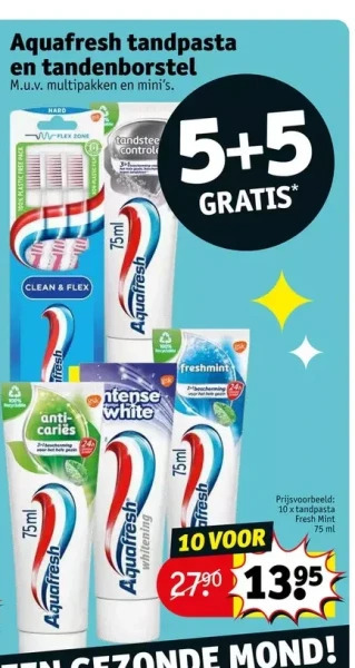 Kruidvat Aquafresh tandpasta en tandenborstel aanbieding