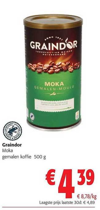 Colruyt Graindor moka gemalen koffie aanbieding