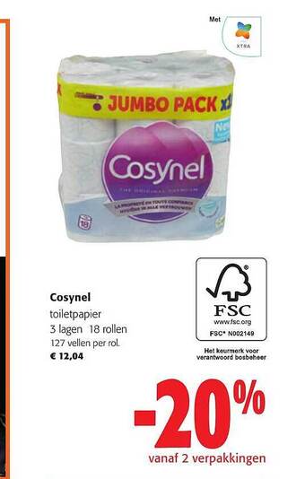 Colruyt Cosynel toiletpapier aanbieding