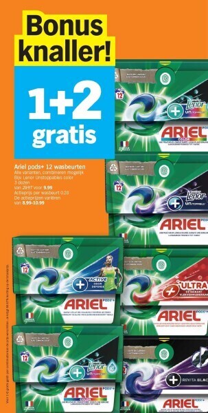 Albert Heijn Ariel pods+ 12 wasbeurten aanbieding