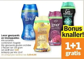 Albert Heijn Lenor geurparels en unstoppables aanbieding