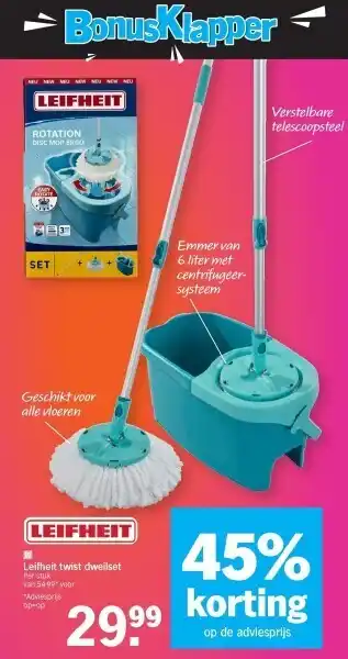 Albert Heijn Leifheit twist dweilset aanbieding