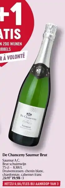 Delhaize De chanceny saumur brut saumur a.c. brut schuimwijn 75 cl aanbieding