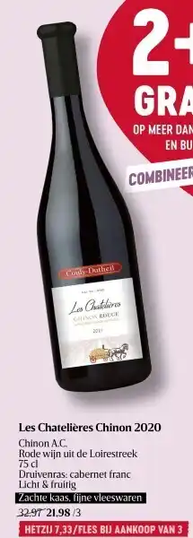 Les chatelières chinon 2020 chinon a.c. rode wijn uit de loirestreek 75 cl