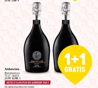 Delhaize Ambasciata brut prosecco 75 cl aanbieding