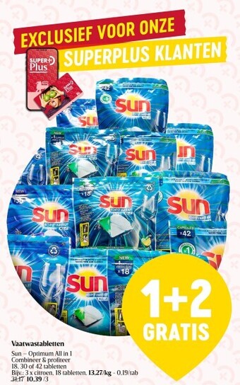 Delhaize Vaatwastabletten sun aanbieding