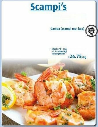 Aronde Gamba scampi met kop aanbieding