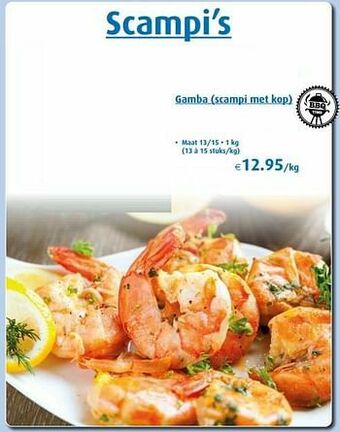 Aronde Gamba scampi met kop aanbieding