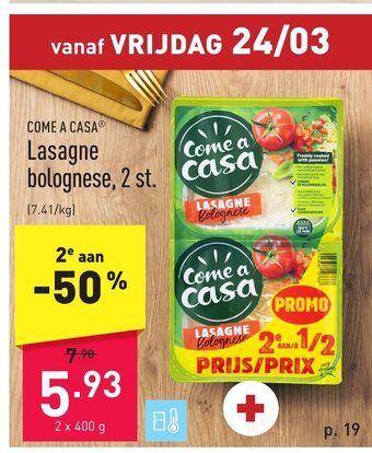 ALDI Come a casa lasagne bolognese 2 x 400g aanbieding
