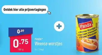 ALDI Panda weense worstjes 180g aanbieding