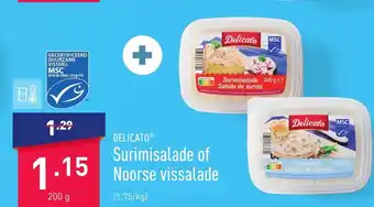 ALDI Delicato surimisalade of noorse vissalade 200g aanbieding
