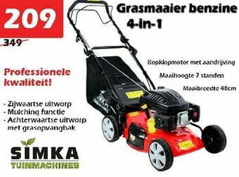 Simka tuinmachines grasmaaier benzine 4-in-1