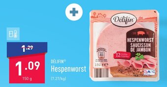 ALDI Delifin hespenworst 150g aanbieding