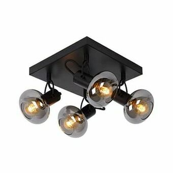 Leen Bakker Lucide plafondspot Madee - zwart - 23x23x18 cm - Leen Bakker aanbieding