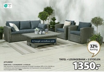 Jysk Vemb tafel + loungebank + 2 stoelen aanbieding