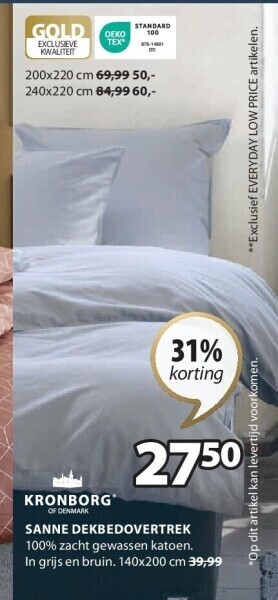 Jysk Sanne dekbedovertrek aanbieding