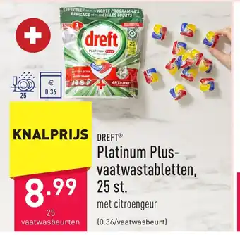 ALDI Dreft platinum plus vaatwastabletten 25 vaatwasbeurten aanbieding