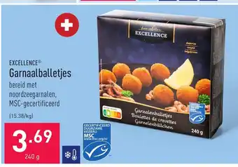 ALDI Excellence garnaalballetjes 240g aanbieding