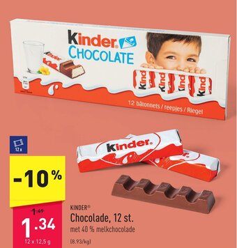ALDI Kinder chocolade 12 x 12,5g aanbieding