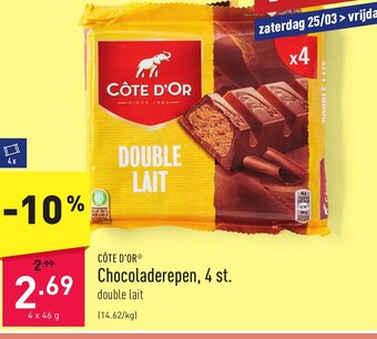 ALDI Cote d'or chocoladerepen 4 x 46g aanbieding
