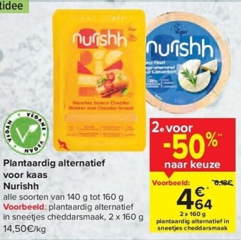 Carrefour Plantaardig alternatief voor kaas nurishh aanbieding