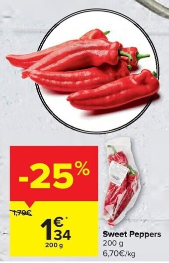 Carrefour Sweet peppers 200 g aanbieding