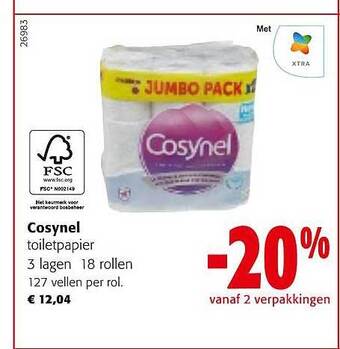 Colruyt Cosynel toiletpapier aanbieding