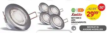 Brico Xanlite set van 5 ledinbouwspots aanbieding