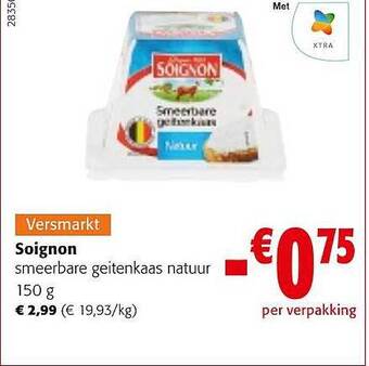 Colruyt Soignon smeerbare geitenkaas natuur aanbieding