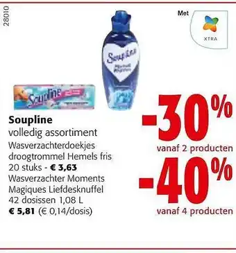 Colruyt Soupline wasverzachterdoekjes, wasverzachter aanbieding
