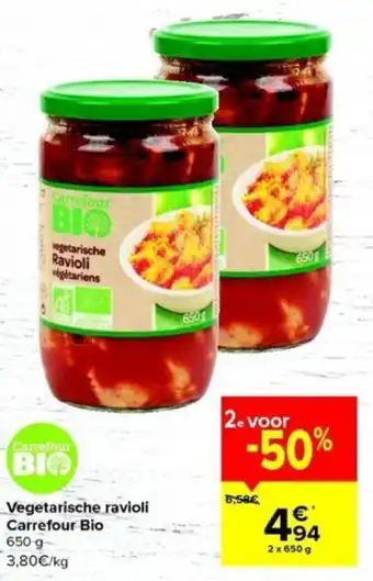 Carrefour Bio vegetarische ravioli 2x650G aanbieding