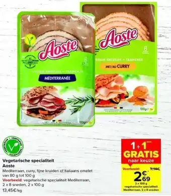 Carrefour Aoste vegetarische specialiteit Mediterraan 2x100G aanbieding