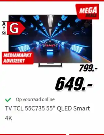 MediaMarkt TV TVL 55C735 55" QLED Smart 4K aanbieding