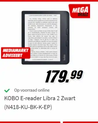 Kobo E-reader Libra 2 Zwart (N418-KU-BK-K-EP)