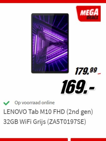 MediaMarkt Lenovo Tab M10 FHD (2nd gen) 32GB WiFi Grijs (ZA5T0197SE) aanbieding