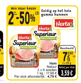 Cora Herta ham natuur 2 x 200 g aanbieding