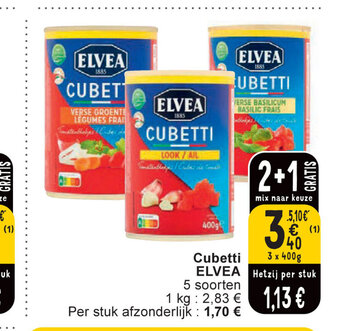 Cora Elvea Cubetti 3 x 400 g aanbieding