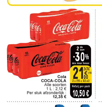 Cora Coca-Cola 2 x (15 x 33 cl) aanbieding