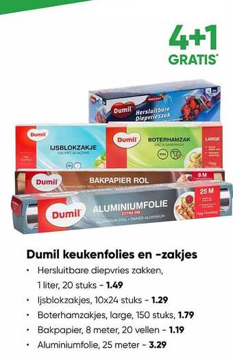 Big Bazar Dumil keukenfolies en zakjes aanbieding