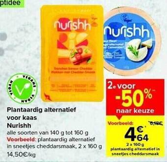 Carrefour Market Plantaardig alternatief voor kaas nurishh aanbieding