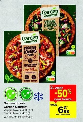 Carrefour Market Gamma pizza's garden gourmet aanbieding