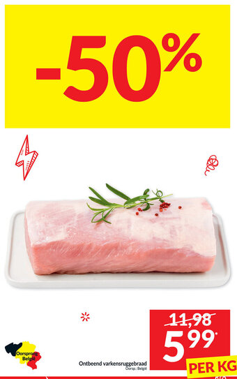 Intermarché Ontbeend varkensruggebraad per kg aanbieding