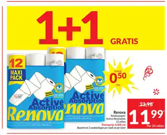 Intermarché Renova keukenpapier active absorption per 24 rollen aanbieding