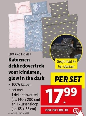 Lidl Katoenen dekbedovertrek voor kinderen, glow in the dark aanbieding