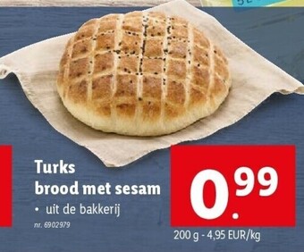 Lidl Turks brood met sesam aanbieding