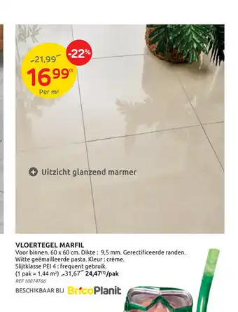 BricoPlanit Vloertegel Marfil 60 x 60 cm aanbieding