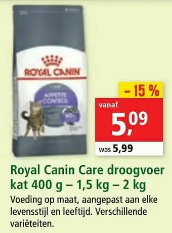 Maxi Zoo Royal canin care droogvoer kat aanbieding