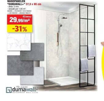 Hubo Wandpanelen “dumawall+” 37,5 x 65 cm aanbieding