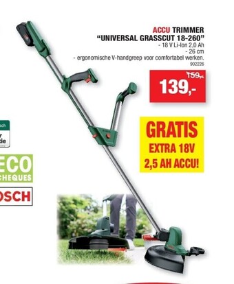Hubo Accu trimmer “universal grasscut 18-260” aanbieding